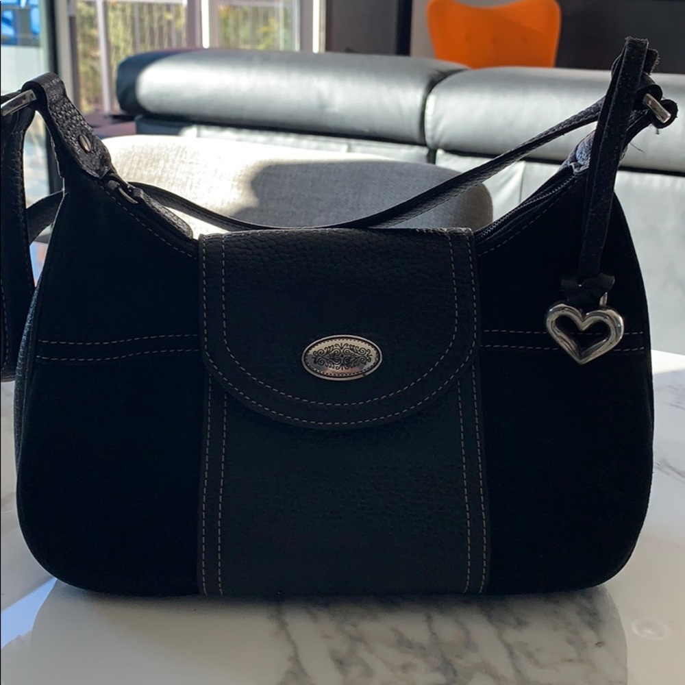 Brighton brand small black leather & suede handbag
